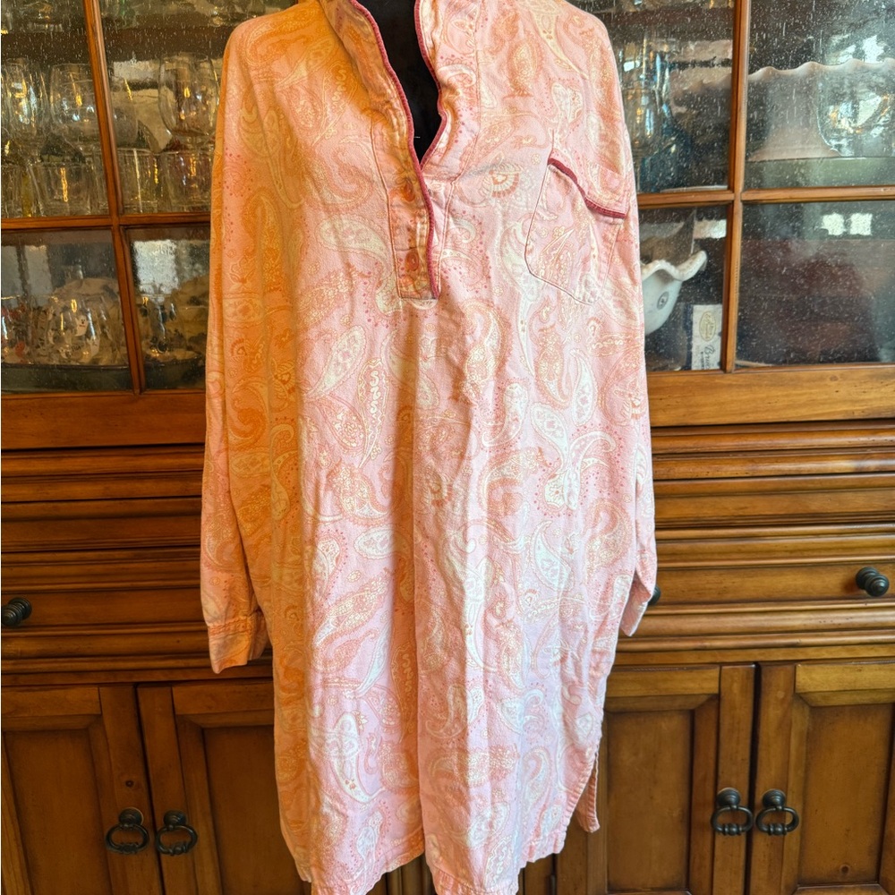 Cherokee Pink Paisley Long Sleeve Sleep Shirt